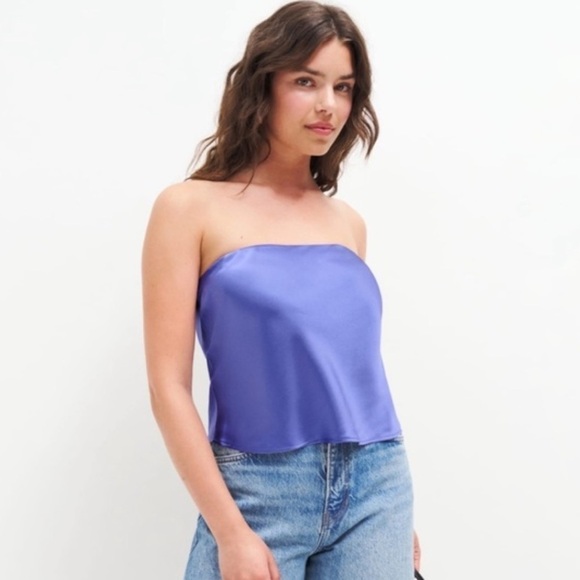 Reformation Spritz Strapless Silk Top Jacaranda size large - Picture 2 of 5